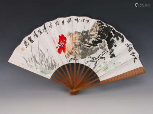 CHINESE PAPER ROOSTER FAN