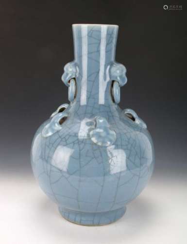 LIGHT BLUE CRACKLE VASE