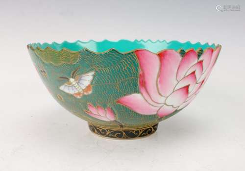 PORCELAIN SCALLOPED LOTUS BOWL