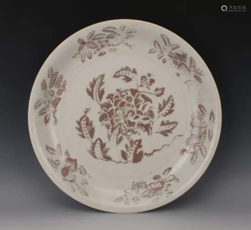 MING PALE ROSE AND WHITE FLORAL CHARGER