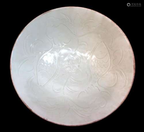 DING WARE BOWL INCISED WITH FISH