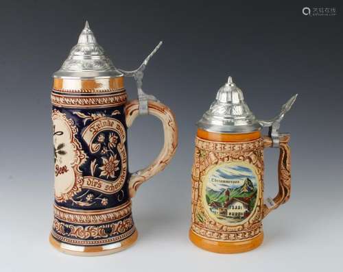 TWO GERMAN BEER STEINS