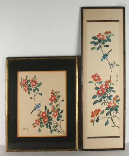 TWO FRAMED FLORAL PAINTINGS