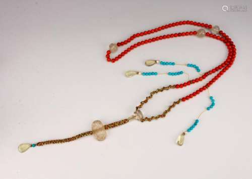 RED JASPER BEAD AND CRYSTAL COURT NECKLACE