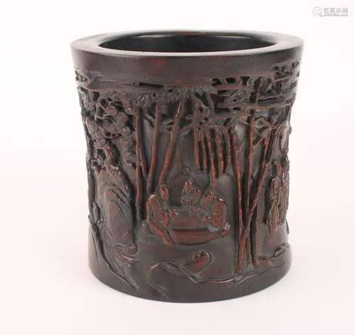 CARVED ZITAN BRUSH POT