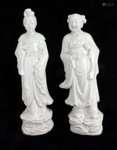 PAIR OF BLANC DE CHINE FIGURES