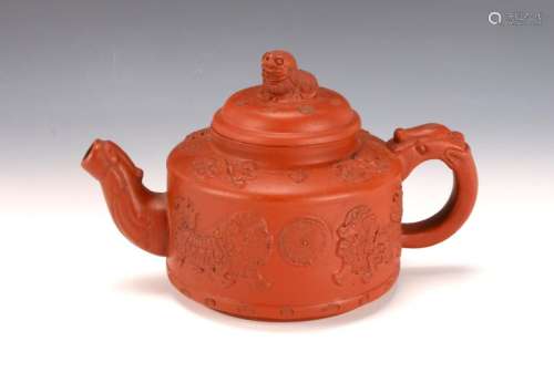 CINNABAR COLORED TEA POT