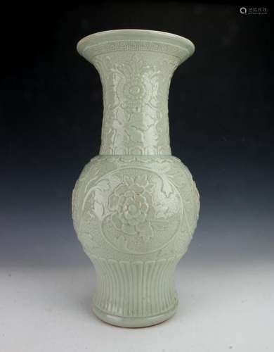 PALE CELADON VASE WITH FLORAL MOTIF