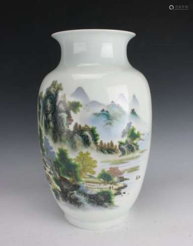 CHINESE PORCELAIN LANDSCAPE VASE