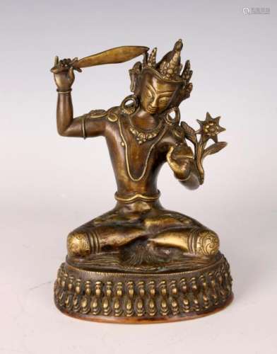 BRONZE MANJUSHRI BUDDHA WITH SWORD