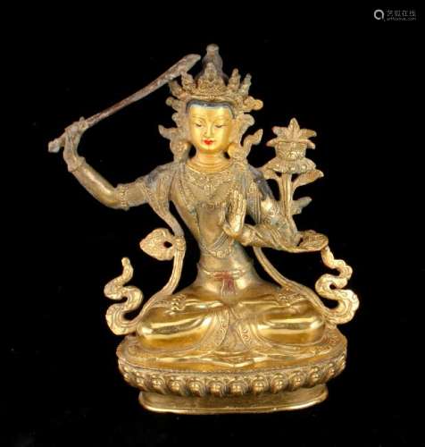 ANTIQUE TARA FIGURE WIELDING SWORD