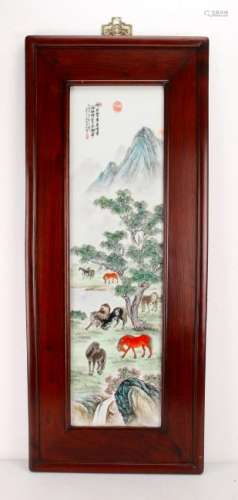 FRAMED PANEL OF HORSE & MOUNTAINS