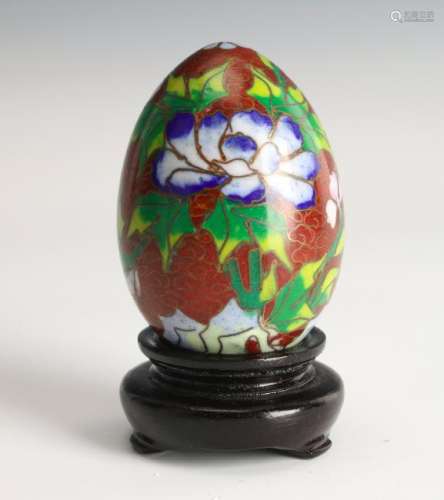CLOISONNE EGG ON STAND