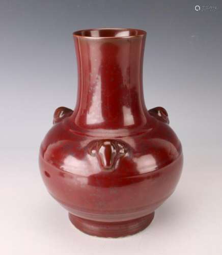 QIANLONG RED GLOBULAR VASE