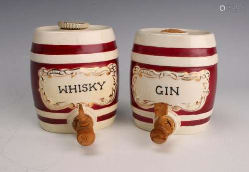 TWO VINTAGE BESWICK DECANTERS GIN & WHISKEY