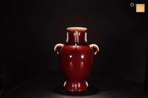 A QIANLONG MARK RED GLAZE VASE