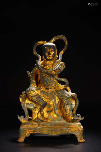 A GILT BRONZE XUANWU EMPEROR