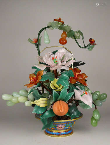 A CLOISONNE FLOWER FRUIT BASKET