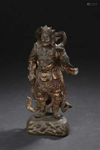 Statuette de guerrier en bronze laqué Chine, dynas...;
