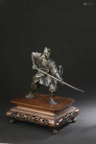 Statuette de samouraï en bronze Japon, fin de l'ép...;