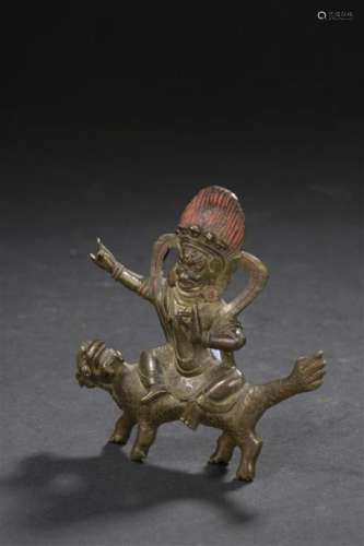 Statuette de divinité terrible en bronze Tibet, XI...;