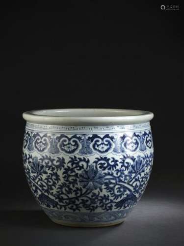 Vasque à poisson en porcelaine bleu blanc Chine, f...;