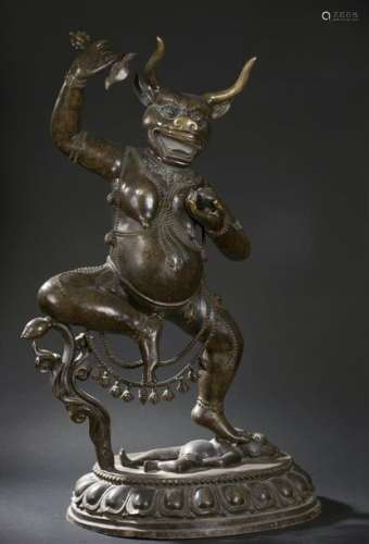 Importante statue de Simhavaktra en bronze Tibet, ...;