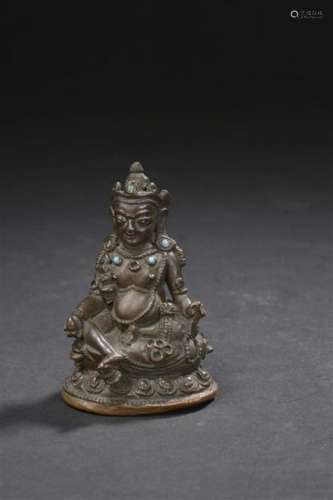 Statuette de Kubera en bronze Tibet, XVIIe siècle ...;