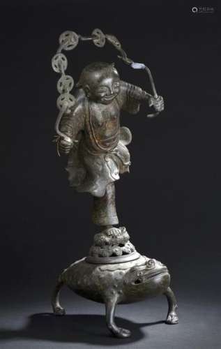 Brûle parfum en bronze Chine, XVIIe siècle Représe...;