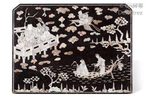 Chine, XVIIIe siècle\t \nPanneau en bois laqué noir …