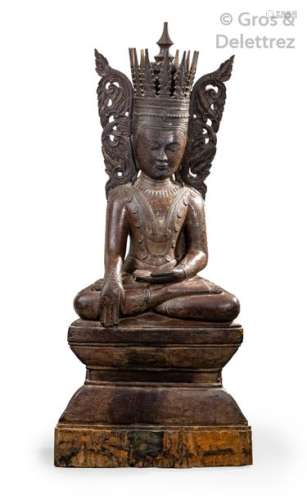 Birmanie, XIXe siècle\t \nGrande statue en bois laqu…