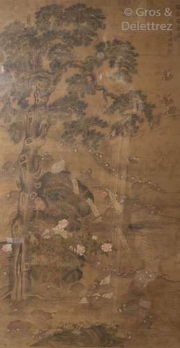 Chine, fin XIXe début XXe\t \nPeinture sur toile rep…