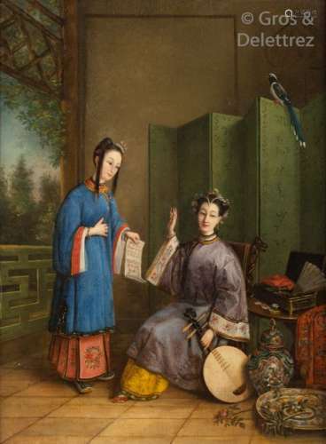 École Anglo Chinoise, vers 1880 Peinture représent…