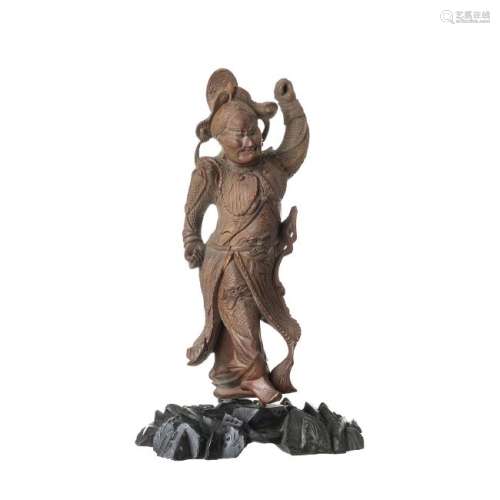 Figure of a chinese warrior in wood, Minguo