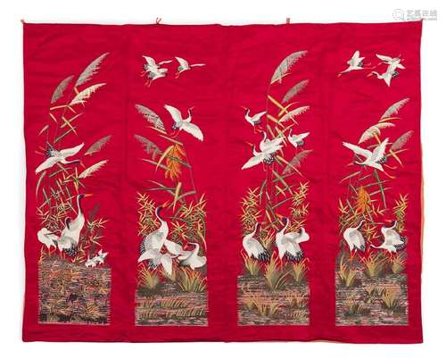 Chinese crane embroidered panel