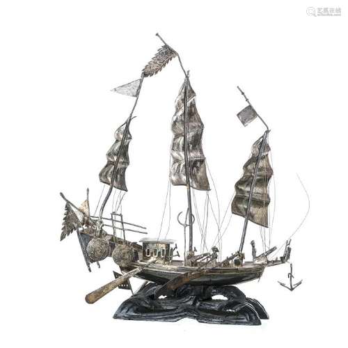 Chinese Silver Sailing Boat