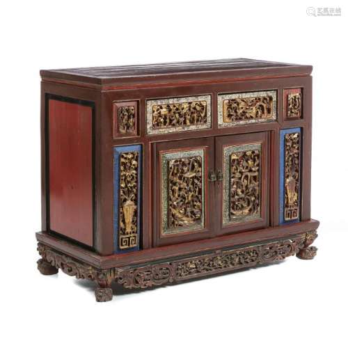 Chinese lacquer carved cabinet