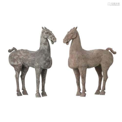 Chinese terracotta Horse couple, Han