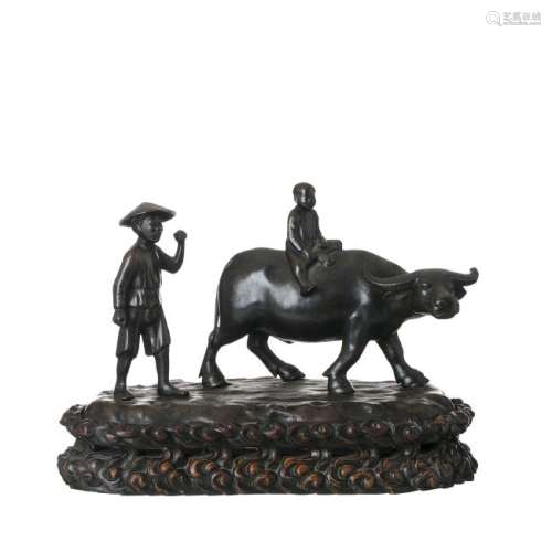 Chinese bronze sculpture group