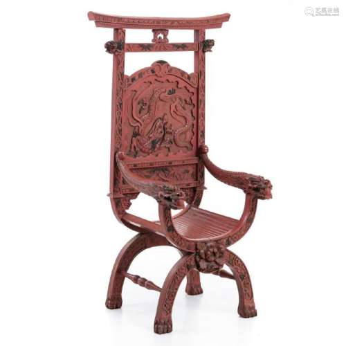 Chinese chair in cinnabar lacquer