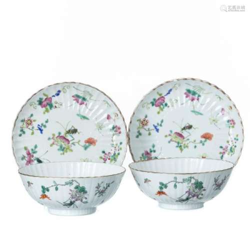 Pair of bowls with plate, Tongzhi