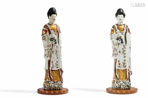 PAAR SELTENER, GROßER GUANYIN MIT KNABEN. China. Qing-Dynastie. Kangxi-Periode (1661-1722). Dehua,