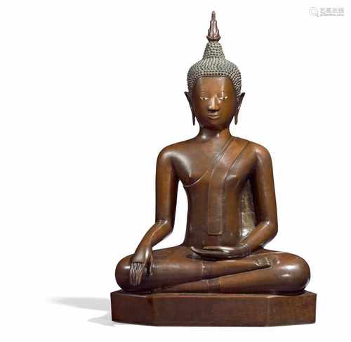 BUDDHA MARAVIJAYA. Thailand oder Laos. Lan Na. Chiang Saen- oder U Thong-Stil. Im Stil des 16./17.