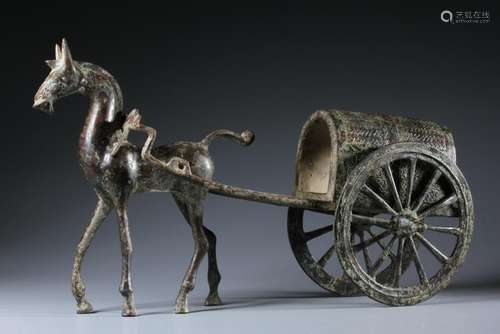 A BRONZE CARRIAGE.ANTIQUE