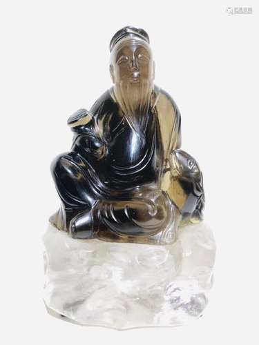 A CARVED CRYSTAL SCHOLAR.QING DYNASTY