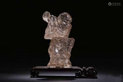 A CARVED CRYSTAL LUOHAN.QING DYNASTY