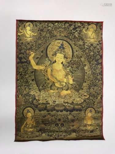 A THANGKA OF MANJUSHRI.ANTIQUE