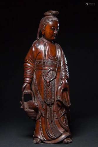 A HUANGYANGMU CARVING OF GUANYIN.REPUBLIC PERIOD