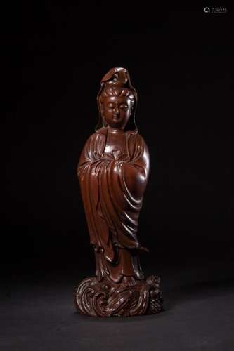 A HUANGYANGMU CARVING OF GUANYIN.ANTIQUE