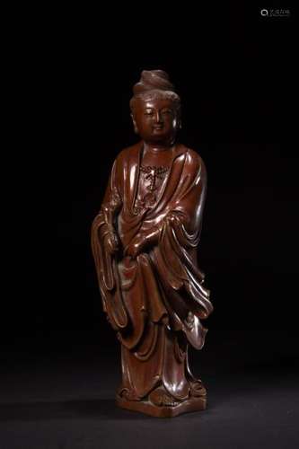 A HUANGYANGMU CARVING OF GUANYIN.ANTIQUE